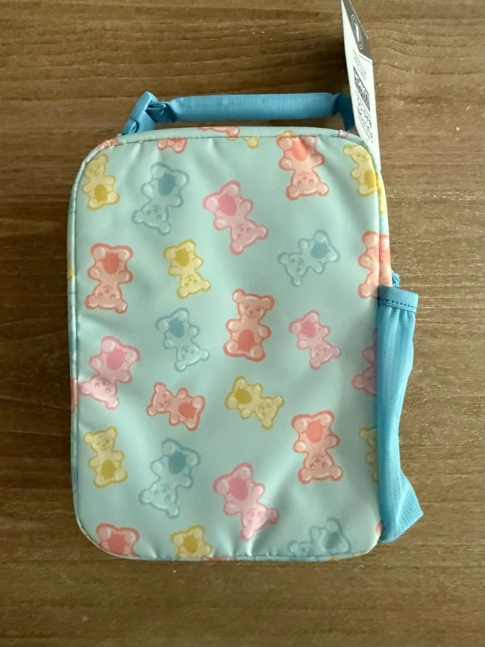 Fulton Bag Co. Upright Zippered Lunch Bag Kid Light blue pastel Gummy bears NEW